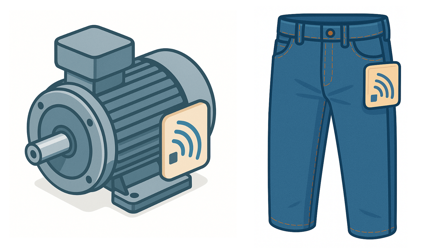 cartoon of inventory items tagged with RFID