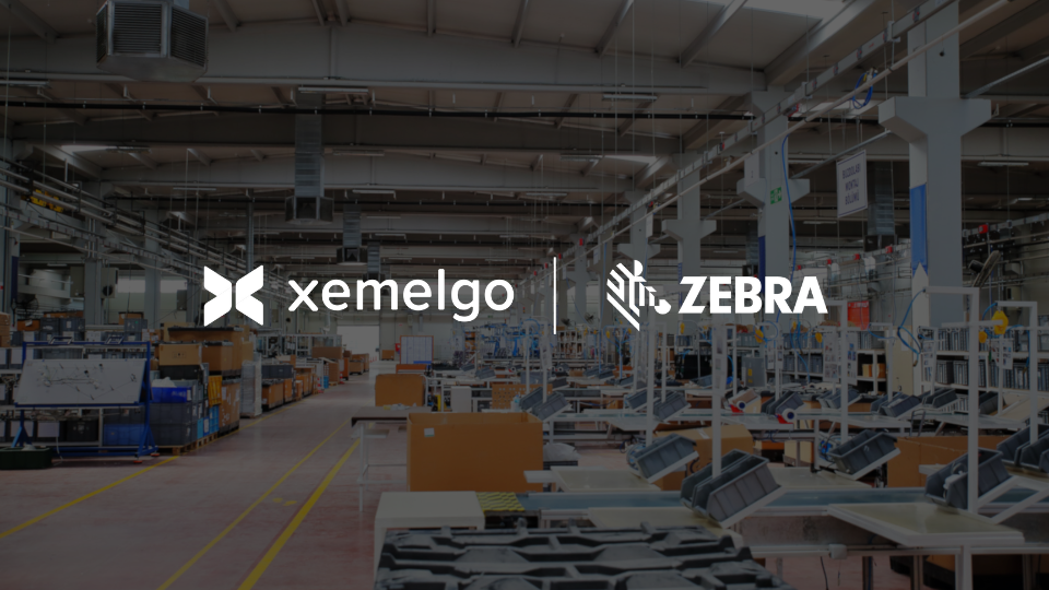 Xemelgo and Zebra Technologies logos in manufacturing setting